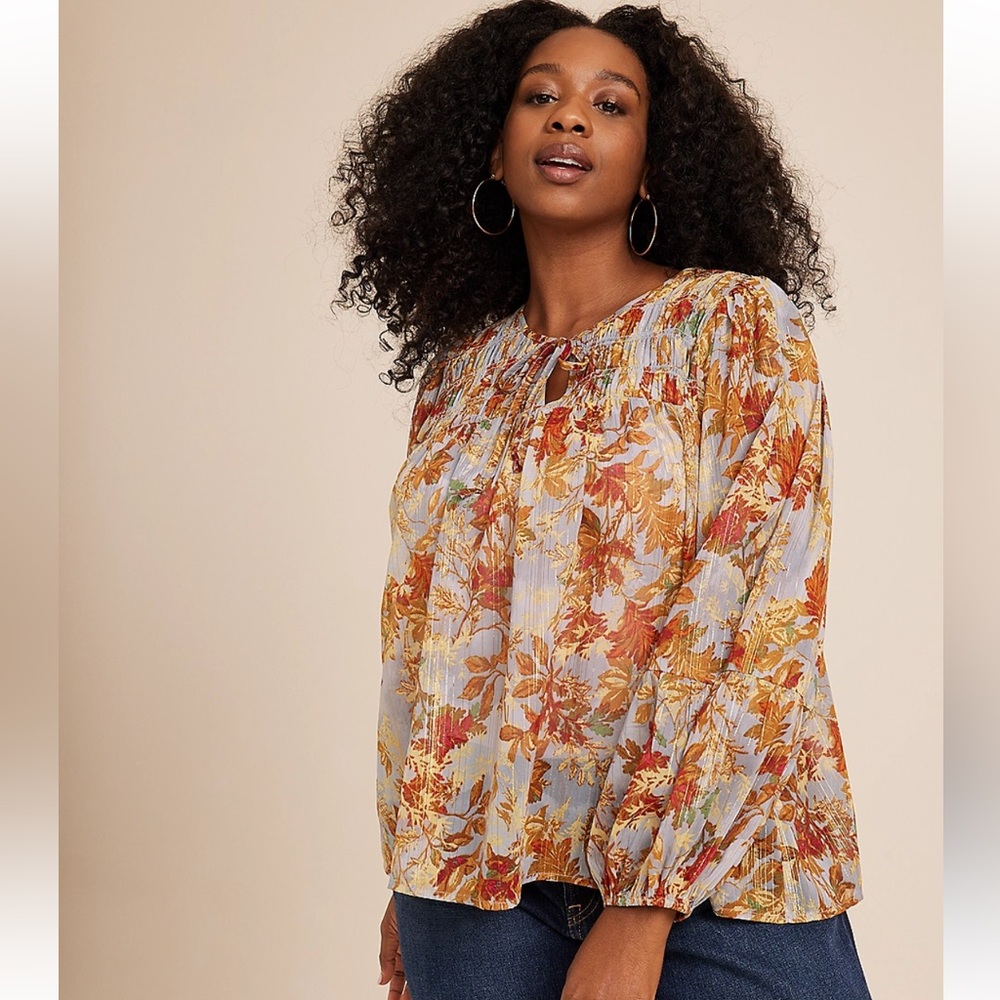 Maurices Fall Floral Sheer Blouse - Multicolor